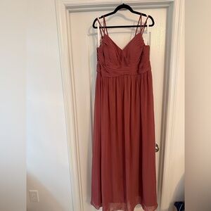 Azazie Mauve Chiffon Maxi Dress with Double Straps